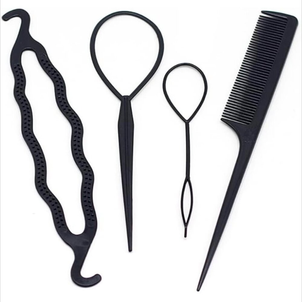 Professional Hair Styling Tools 4 Pcs Set Ponytail Bun Braids Beauty Accessories
